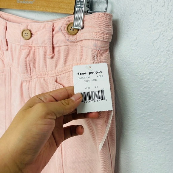 Free People City of Lights Soft Pink High Waisted Denim Jeans. 27 - Picture 3 of 8